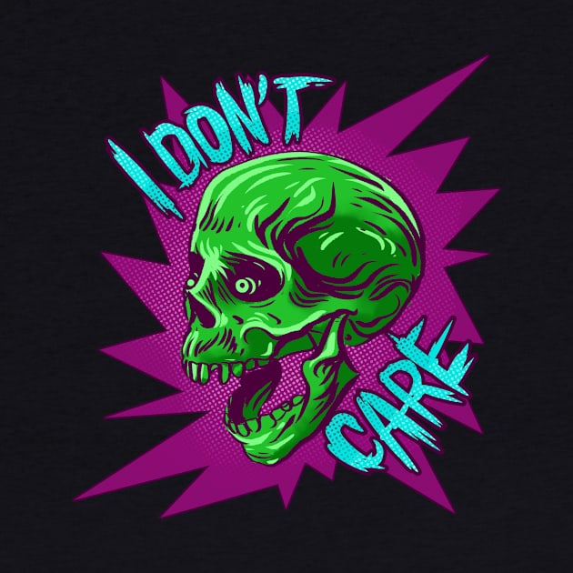 I Don't Care Screaming Skull Nihilist Meme Vintage Comic Pop Art by Manfish Inc.